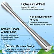 Cocktail Muddler 11.2 Inch And Bar Spoon 11.6 Inch Extended Muddler Set Stainl Steel Home Bar Tool For Making Delicious Cocktails Drinks Juice