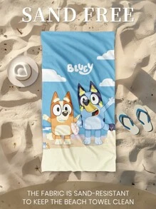 Bluey 1pc Bluey Beach Towel, Bluey And Bingo Pattern Swim Towel, Bath Towel, Fashion Style Beach Towel, Super Absorbent Bath Towel For Bathroom, Swimming, Fitness, Yoga, Soft And Comfortable Microfiber Towel, Lightweight And Portable, Wind And Sun Protection, Sandproof For Summer Travel, Vacation Holiday Bathroom Decor, Available With Or Without Storage Bag