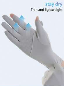 1pc New Lightweight, Multi-Color Optional Ice Silk Sun Protection Gloves, Elastic Women's Breathable Anti-UV Slippery Cooling Long Sleeve Outdoor Sunscreen Silk Gloves