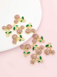 10 Stücke süße niedliche rote Kirsch Emaille Tropfenöl Anhänger mit glänzenden Strass-Einlagen, 6 Stile zierliche Fruchtform Zinklegierung Anhänger für DIY sommerliche, leuchtende Halskette, Armband, Ohrringe, Schlüsselanhänger, Handykette, Taschen Accessoire - Modeschmuck für Mädchen im Alltag, ideales Geschenk für Freunde