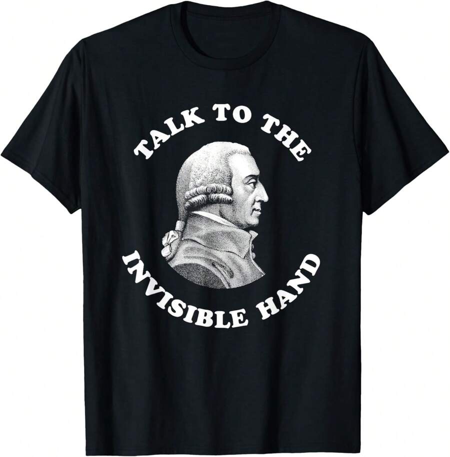 Adam Smith Habla con la Mano Invisible Camiseta de Profesor de Economía - Negro - Ver 1