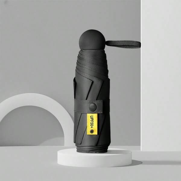 1 Stück 6-Rippen leichter Faltregenschirm, ultra-dünner Mini-Sonnenschirm, Dual-Use für sonnige und regnerische Tage, hochdichter Stoff, Aluminiumlegierungsgestell, anti-umkippbar, tragbar für Geschäft und Pendeln, hält schweren Regen ohne Undichtigkeit aus