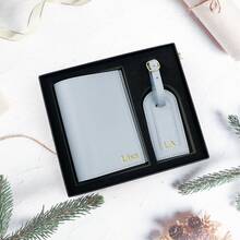 The Gift Box Set Can Be Customized With Gold-Embossed Initials, Names. Travel Passport Document Holder And Luggage Anti-Loss Tag Strap, Travel Organizer, Mother's Day Gift, Personalized Gift, Father's Day Gift, Birthday Gift, Wedding Gift, Wanderlust - Multicolor - View 6