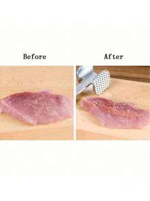 1pc Stainless Steel Meat Tenderizer, Double-Sided Meat Hammer, Steak Hammer, Kitchen Utensil, Meat Tenderizing Tool, Suitable For Picnics, Travel, Camping, Barbecues - Metal Material