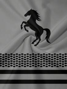 Men's Casual Business Patchwork Pattern Print Polo Shirt Set