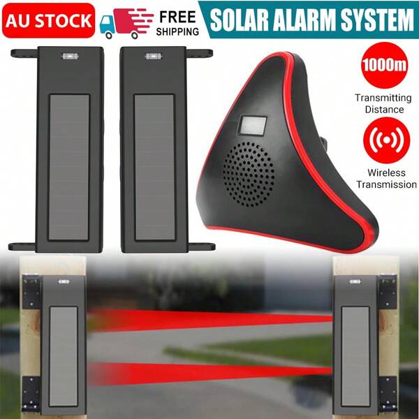 Solar Wireless Driveway Motion Sensor Alarm System 1000M Outdoor Security Tool No Wiring