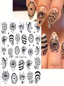 Pegatinas de uñas de 3D Halloween con gato negro, fantasma, serpiente, huesos de mano, pétalos de margarita, líneas de graffiti irregulares, setas, ojo malvado, lágrimas del diablo - 5 piezas - Decoración de manicura para salón - Suministros de uñas para autoadhesivo de esmalte de gel - Diseños otoñales e invernales Y2K