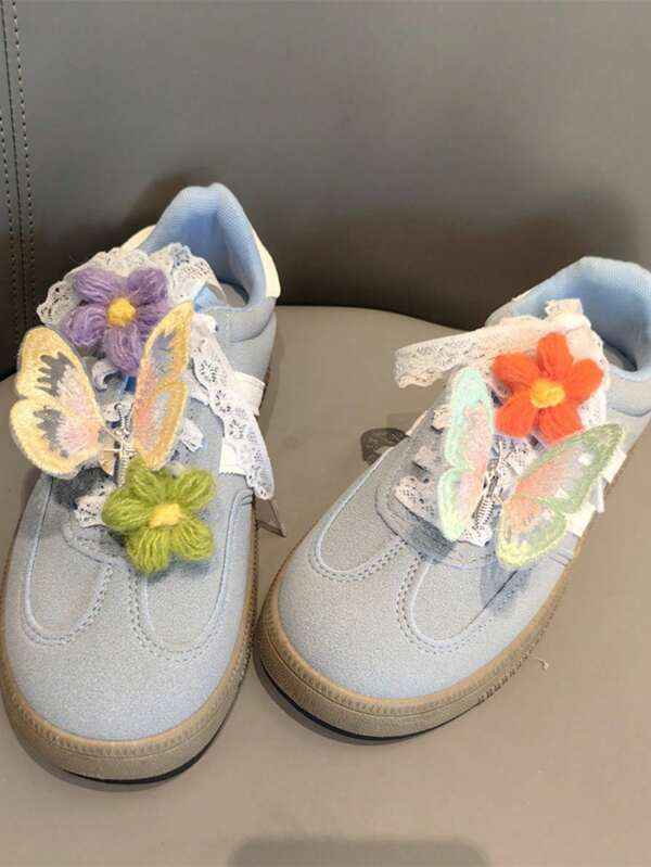 1 Stück neuer Frühjahrs Schmetterling Schuhblume Schnalle, super fee- und niedlich Schuh Dekoration, handbestickt mit Schmetterling, Kinder