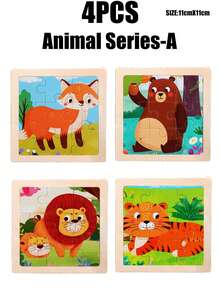 1/4/8pcs Kids 9-Piece Cartoon Animal Puzzle, Early Education Toys, Suitable For Boys And Girls, Gift Toys For Easter, Birthdays, Christmas - Multicolor - View 17