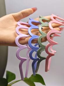 4pcs Ladies' Simple Basic Hair Hoop With Big Wavy Shape, Makeup Headband, Plastic Hair Hoop With Elegant Style,