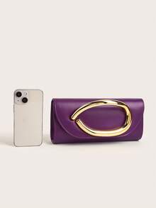Retro einfarbige Clutch Tasche, vielseitige Handtasche, modische PU-Leder Tasche, geeignet für Frauen, kann für Hochzeiten, Partys, Bälle, Galas und andere Anlässe verwendet werden, stilvolle Damen Clutch Tasche - Violett - Übersicht 6