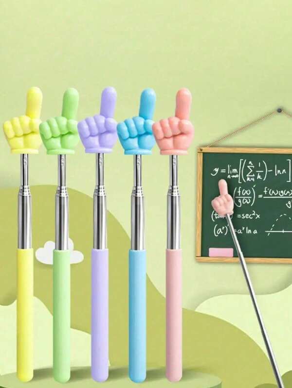 1pc/5pcs Retractable Stainless Steel Reading Pointer Stick, Teaching Pointer, Conductor Baton For Teachers, Parents, Office, School, Drawing, Highlighter, Stationery, School Supplies, Home Education (Random Color)