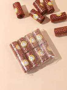 nicovaer 1 Pack Of 8 Rolls, Total 120pcs Trash Bags, 15pcs/Roll, Orange Leopard Print, Portable Pet Waste Poop Bag, & Thick Waste Bags Suitable For Pet Outdoor Activities - Multicolor - View 5