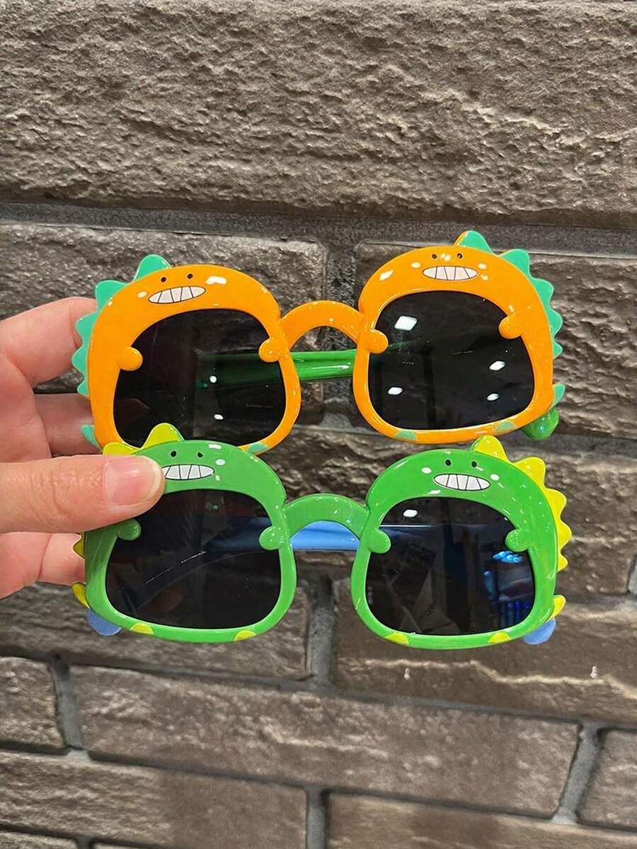 2pcs Girls & Boys Summer Casual Cute Cartoon Dinosaur Decorative Mirrors, Suitable For Travel And Photography - Multicolor - View 1
