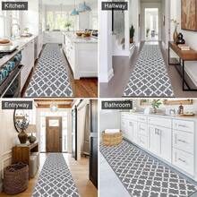 Runner Rug For Hallway Non Slip Kitchen Floor Carpet Runners Geometric Pattern Machine Washable Area Rug For Entryway Bathroom - Xám - Xem 5