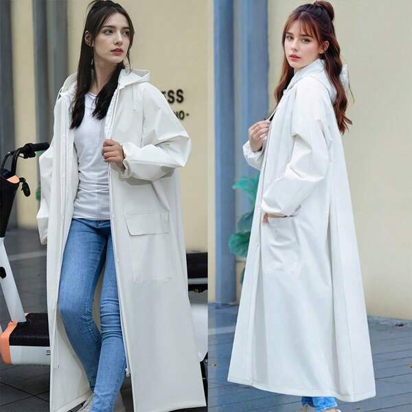 Mode multifunktionaler Regenmantel, langer, vollständig wasserdichter Regenmantel für Frauen, verdickter Regenmantel, wasserdicht und windabweisend, Regenponcho, multifunktionaler Regenmantel für Outdoor-Aktivitäten, Regenjacke zum Radfahren, Reisen, Klettern, weißer Regenmantel, rosa Regenmantel, violette Regenbekleidung, Outdoor-Bekleidung für Schule, Büro, Haushalt, Reisen, Schulsachen, Sommerkühlung, Strand, Reisen