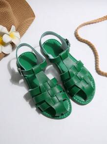 New Woven Retro Pig Cage Sandals For Women, Flat, Fashion, Versatile, Summer