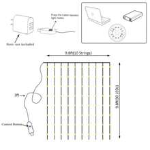 أضواء سلسلة الستائر، ألوان أبيض بارد، أخضر، بنفسجي 300 مصباح LED مع 8 أوضاع إضاءة، أضواء النحاس الساحرة مع جهاز تحكم عن بعد، إمداد طاقة USB، مناسبة لديكور أجواء عيد الهالوين، حفلات غرف النوم، حفلات الزفاف، ديكور حائط حديقة المنزل