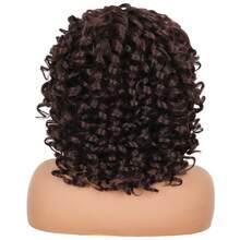 DZfirst Halloween And Christmas Chocolate Brown16 Inch Curly Wigs Short Curly Wig With Bangs Heat Resistant Synthetic Fiber Hair Cosplay Wigs