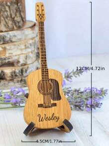 1件定制迷你吉他礼品套装 - 个性化雕刻吉他拨片，婚礼配饰，周年纪念日或送给父亲、兄弟、男友或朋友的礼物，色彩缤纷、可爱、萌趣、趣味十足、卡哇伊、千禧年风格、时尚、男女皆宜、休闲、定制、个性化、独特、专属定制，送给他的理想礼物，送给她的理想礼物，送给男友、女友、家人、朋友，定制婚礼和活动 - 木質色 - 查看 3