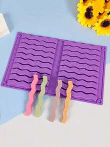 1 pieza/2 piezas Molde de silicona antiadherente - y fácil de desmoldar, apto para panqueques, chocolates, galletas, jabón, etc. - Herramientas DIY rosa y moradas, moldes de chocolate largos, moldes de jabón artesanal, bandejas, multifuncional