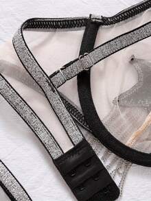A Two-Piece Set Of 2025 New Y Five-Pointed Star Mesh Tulle  Underwear - màu đen - Xem 9