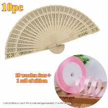 1-30pcs Elegant Folding Wooden Fans, Bohemian Style Hand Fans, Hollow Carved, Portable Lightweight Wooden Fans, Suitable As Photography Props, Graduation Gifts For Women, Home Decor, Use In Summer, Beach Or Travel To Enjoy Cool Breeze, Personalized Carved Wooden Wedding Fans
