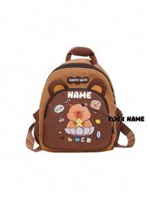1 pieza Capibara personalizado, Bolso de doble clic, Mochila personalizada con estampado de Capibara de dibujos animados con nombre personalizado para niños y niñas, mochila mini ligera y linda con nombre personalizado o texto festivo, bolso de moda con cierre de cremallera de nailon, bolso casual multifuncional para uso diario, regalo perfecto entre amigos, multifuncional, ornamental, letra, elegante, moderno, colorido, lindo, adorable, casual, personalizado, único, personalizado, regalos ideales para él, regalos ideales para ella