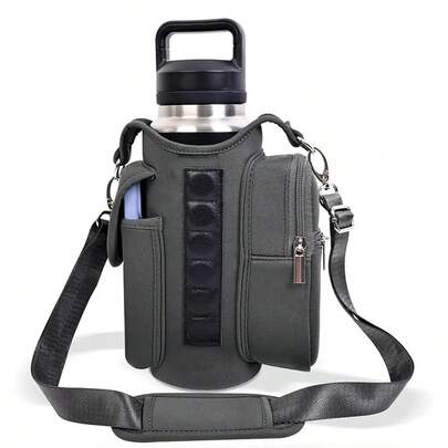 Magnetic Gym Bag Water Bottle Carrier Holder With Phone Pockets & Shoulder Strap,5 Built-In Magnets Gym Bottle Pouch Sleeve,Magnetic Bag Gym Accessories Organizer For Men