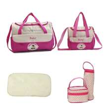 Set 5 Bolsas Pañalera Con Cambiador Bebe Botella Viaje Multiuso Mochila Articulos Unisex Para Bebes Muñecas Termica Impermeable De Maternidad Para Carreola Accesorios Backpack Moderna