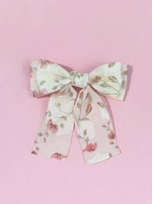1pc Women's Sweet Floral Print Bow Ribbon Hairpin Clip, Fashionable, Charming Casual Style, Suitable For Commuting, Parties, Birthdays, Street Style, Travel, Photogenic - A Great Gift For Best Friends Claw Clips Hair Slide Hair Barrettes