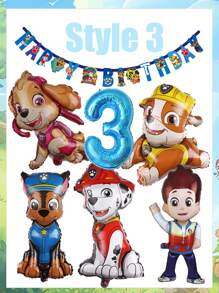 Paw Patrol Dog Patrol Geburtstags-Themen-Set, Ryder Archi Daily Flauschiger Aluminiumfolie Luftballon Kombination, Paw Patrol Geburtstags-Party Dekorationsartikel