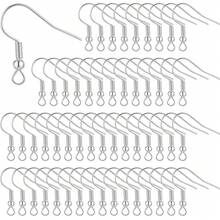 50 buah Pengait Anting-Anting Antialergi dari Stainless Steel, Perlengkapan Pembuatan Anting-Anting Lengkap dengan Pengait Anting-Anting, Cincin Penghubung, dan Penutup Anting-Anting untuk Pembuatan Perhiasan - Perak - View 7