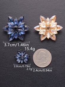2 pièces/set Boutons de mode polyvalents en métal de grande taille avec strass multicolores en verre à forme de fleur. Convient pour manteau en fourrure, pull, décoration d'uniforme, bouquet DIY, chapeau, sac, accessoires de boîte à bijoux