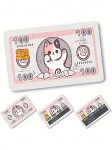 4 pezzi Custodia per carte di credito in PVC con motivo carino a gatto, adatta per carte bancarie, carte di debito, tessere per i trasporti, chiavi della stanza e adesivi per la pelle, forniture scolastiche, per il ritorno a scuola