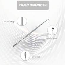 Productos muy vendidos Eliminador de cera del oído, herramienta de limpieza del oído, limpiador de cera del oído en espiral de acero inoxidable 360° , kit de eliminación de cerumen plateado - Plateado - Ver 3