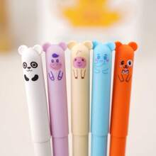 5/10 piezas de bolígrafos borrables con diseños de animales lindos, tamaño mediano, recargables, lavables, tinta azul/negra de 0.5 mm, de plástico, para útiles de oficina y escolares, regalos de maestros, estilo casual, útiles escolares, de vuelta a la escuela