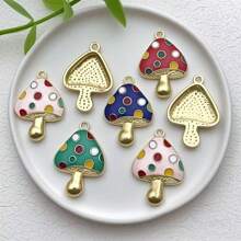 8pcs Colorful Mushroom Necklace Pendant DIY Making Earring Bracelet Keychain Mushroom Jewelry Accessories Charm Jewelry