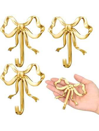 Gold Bow Knot Hooks Brass Bow Wall Door Hanger Towel Hooks Brass Coat Hanger Decorative Holder For Wedding Bathroom Living Room Kitchen Decor