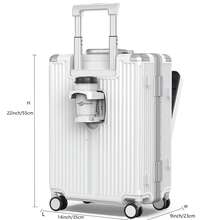 Airline Approved Carry On Luggage With Spinner Wheels, Aluminum Framed Carry On Suitcase With Front Open Laptop Compartment Pocket 22 Inch Large Checked-In Luggage - Black - View 8