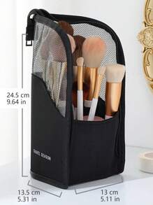 1pc Makeup Brush Case With Zipper,Transparent Pvc Waterproof Travel Makeup Brush Holder ,Portable Makeup Brush Bag, Professional Cosmetic Bag ,Artist Storage Bag, Essentials Stand-Up Foldable Makeup Cup For Home,Gift,Vacation ,Travel
