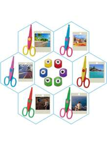 6 Paar Papierscheren mit Kanten, Basterscheren und Scheren, bunte Basterscheren, Kinderscheren, DIY Fotoalbum Sammelalbum