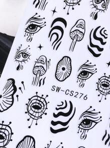 Pegatinas para uñas de diseño de Halloween en 3D, 2 piezas, con diseños de dibujos animados, líneas irregulares de grafiti, setas, ojo maligno, lágrimas del diablo, estrellas, para decoración de manicura y uñas para salón, accesorios DIY Y2K de otoño e invierno
