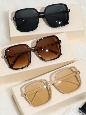 1/3 件简约方形时尚眼镜，带米针，适合旅行、度假、运动、自驾、沙滩、钓鱼、高尔夫和户外运动，以及家庭出游和度假