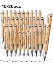30pcs Bible Verse Neutral Pens Gift Set - Includes 10 Inspirational Christian Quotes - Bamboo Ballpoint Pens, Christian Gifts For Men Women, Ramadan Eid Gifts, Employee Appreciation, Back To School Stationery (5/10/30pcs)