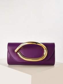 Retro einfarbige Clutch Tasche, vielseitige Handtasche, modische PU-Leder Tasche, geeignet für Frauen, kann für Hochzeiten, Partys, Bälle, Galas und andere Anlässe verwendet werden, stilvolle Damen Clutch Tasche - Violett - Übersicht 2