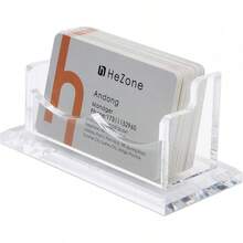 Soporte para tarjetas de visita para computadora, 2 ranuras de nivel 2, soporte de exhibición de acrílico transparente para mujeres y hombres, organiza 100 tarjetas, 1 paquete (2 ranuras-H) Adecuado para aprender, trabajar y enseñar en el aula. - 1 ranura - Ver 8