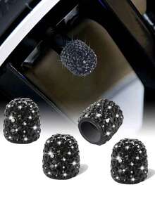 4pcs Diamond Studded Tire Valve Caps Universal Bling Car/Auto Wheel Tire Valve Stem Covers - Pink - View 17