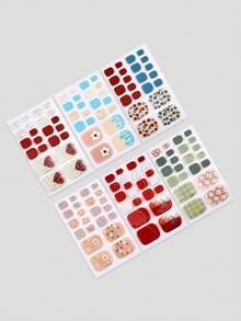 6 件清新花卉田园美甲贴纸 + 3 件指甲锉 - 彩色 - 查看 3