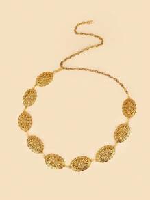 1pc Plus Size Women Oversize Boho Vintage High-End Gold Metal Belt, Fashion Waist Chain, Suitable For Dresses, Shirts, Beach, Party, Festival